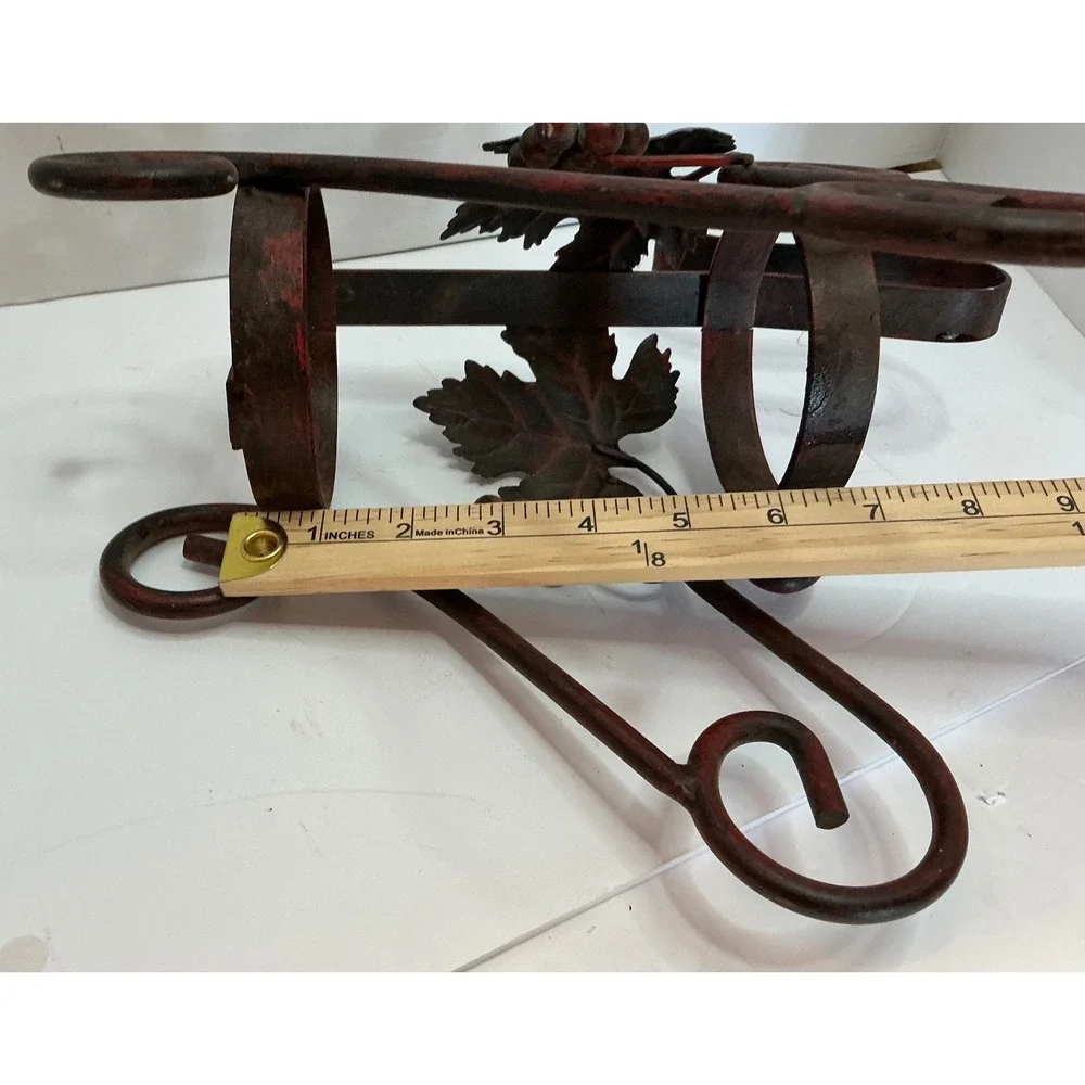CBK Styles Vintage 2001 Metal Wine Bottle Holder Grapevine Scroll Bronze Brown